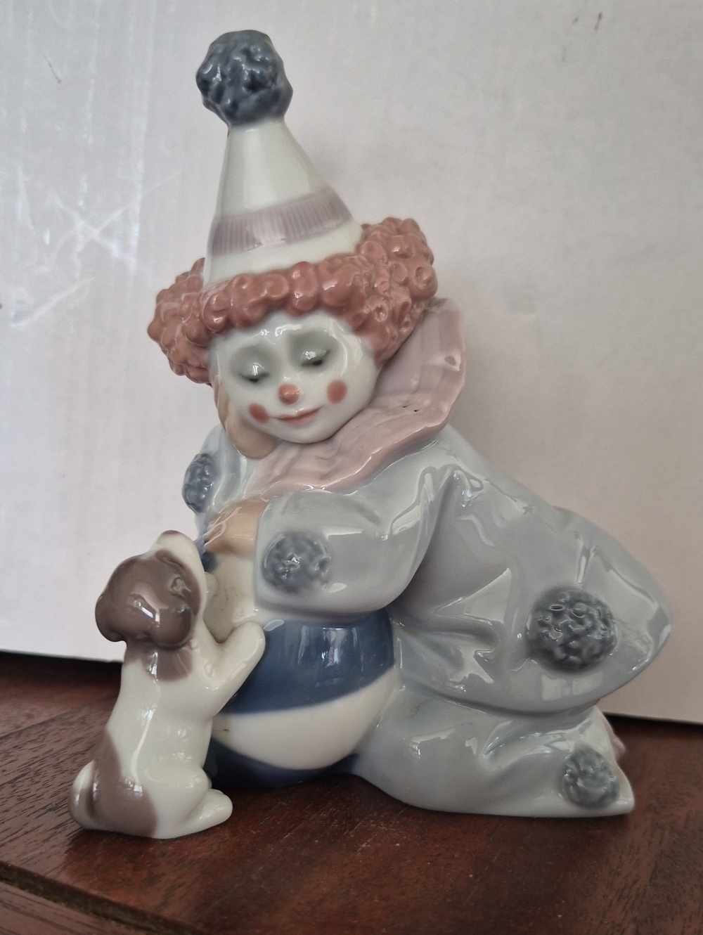 Rare and Collectible. Lladro Clown Figurine with Puppy - Soft Pastel Colors